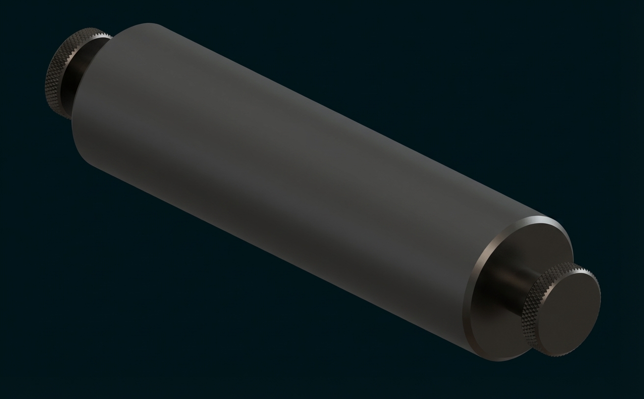 Zylindrische Metallrolle mit hervorstehenden Achsenenden